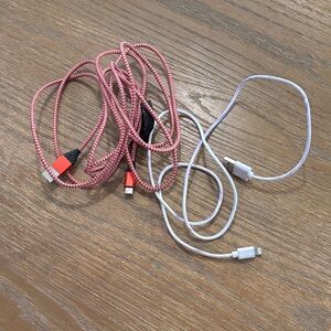 High-Speed Braided USB Charging Cables - Red and White